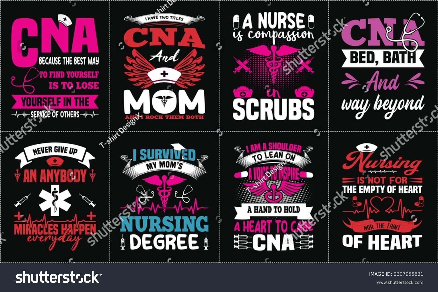 SVG of Nurse lettering typographic quotes t shirt design bundle, Nurse Custom Graphic T-shirt Design Template - Print 05 svg