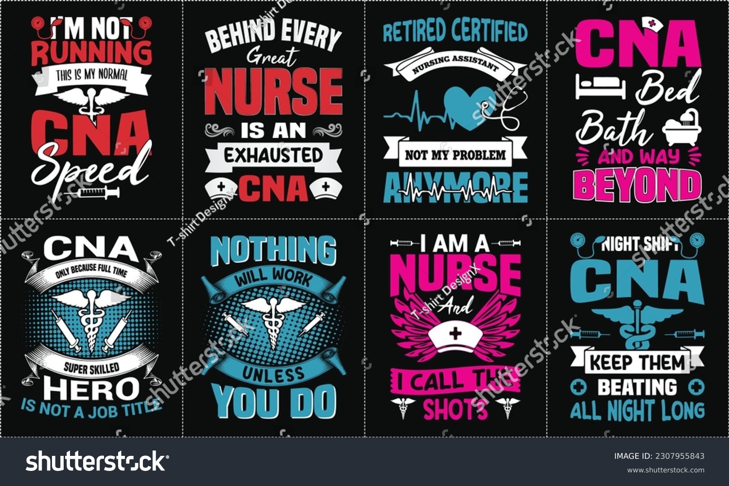 SVG of Nurse lettering typographic quotes t shirt design bundle, Nurse Custom Graphic T-shirt Design Template - Print 08 svg