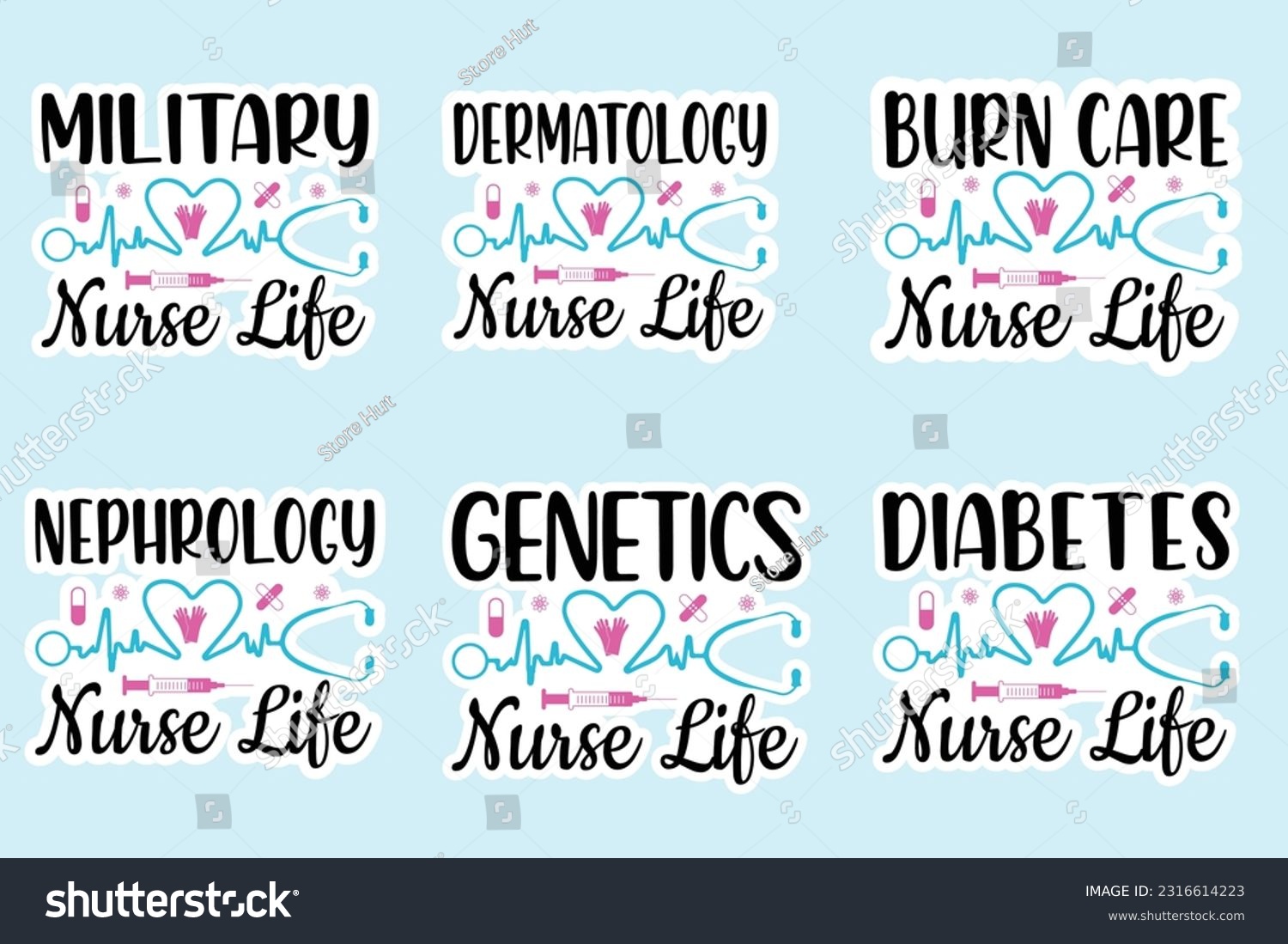 SVG of Nurse Sticker, nurse  typography Sticker design, Free Nurse Sticker Design Bundle
 svg