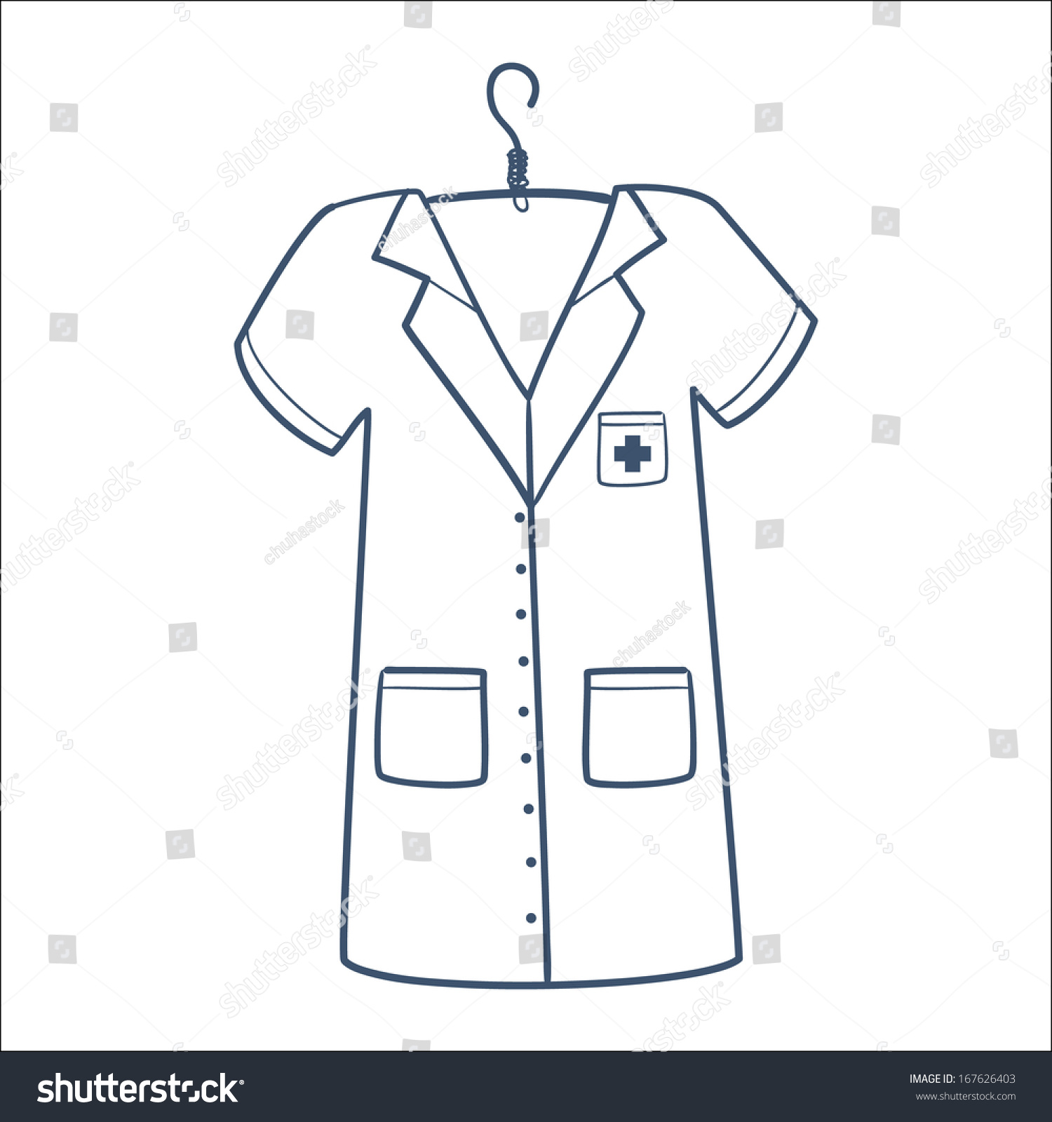 Nurse Uniform Isolated On White Sketch Stock Vector (Royalty Free