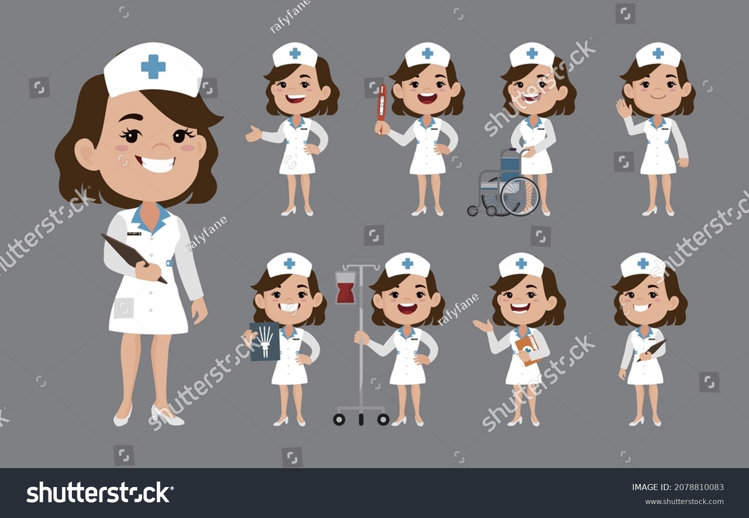 Nurse Different Poses Vector Stock Vector Royalty Free 2078810083 Shutterstock 3858