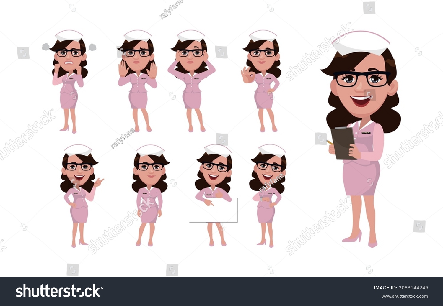 Nurse Different Poses Vector Stock Vector Royalty Free 2083144246 5250