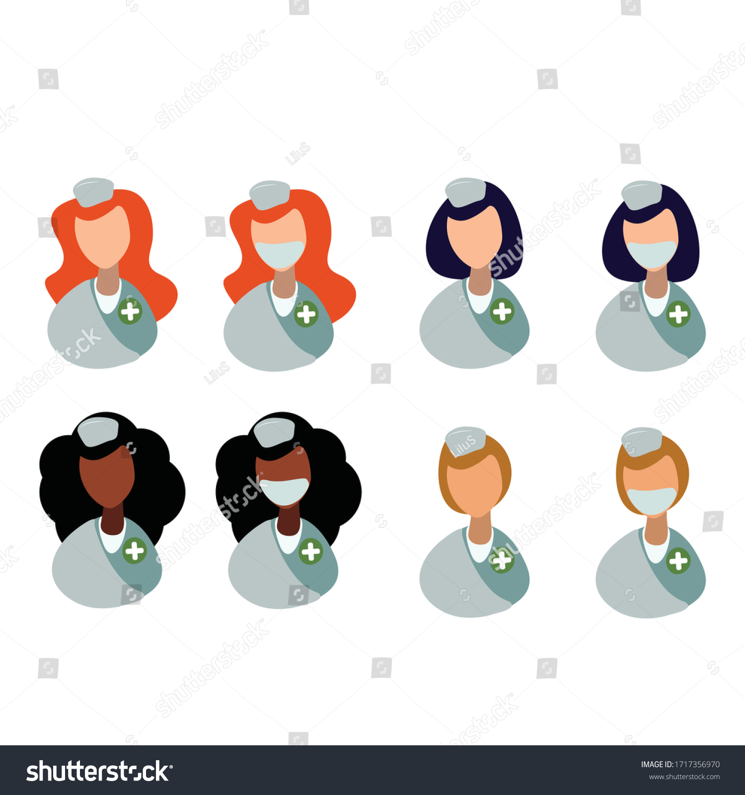 Nurses Illustration Flat Female Set Stock Vector Royalty Free Shutterstock