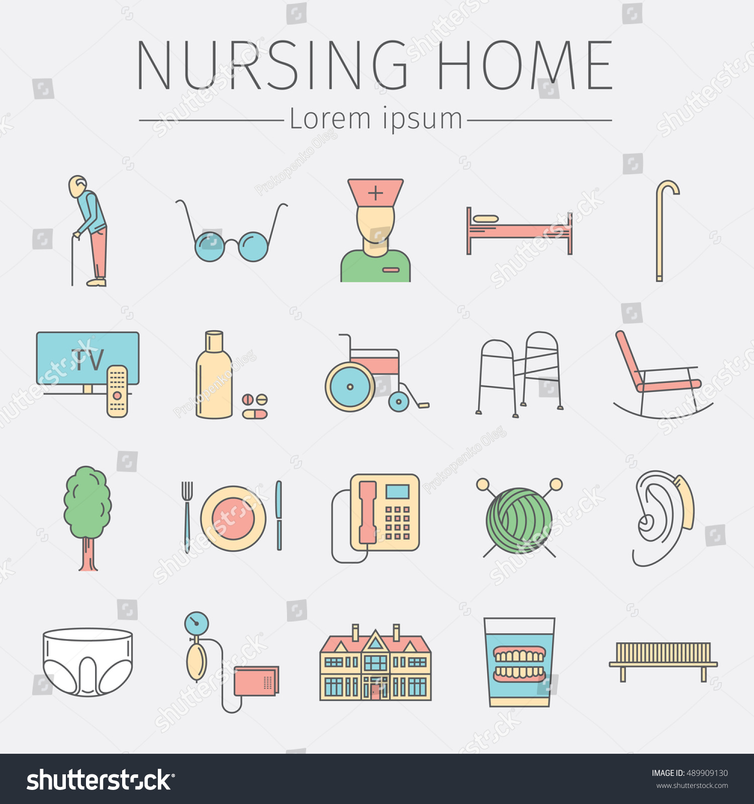 Download Nursing Home Line Icon Medical Care Stock Vector 489909130 ...