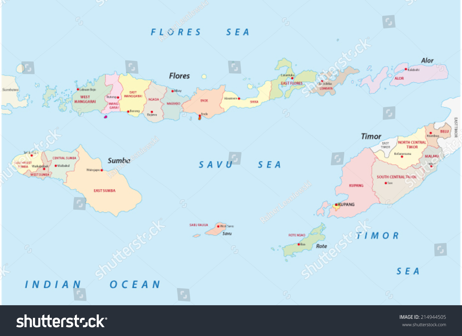 Nusa Tenggara Timur Map Nusa Tenggara Timur Administrative Map: Stockvector (Rechtenvrij) 214944505  | Shutterstock