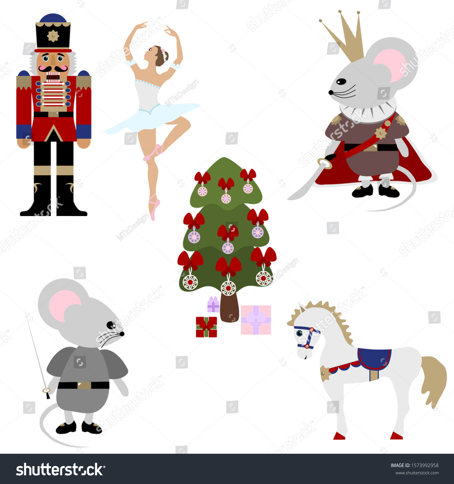 Nutcracker Ballet Ballerina Nutcracker Horse Mouse Stock Vector ...