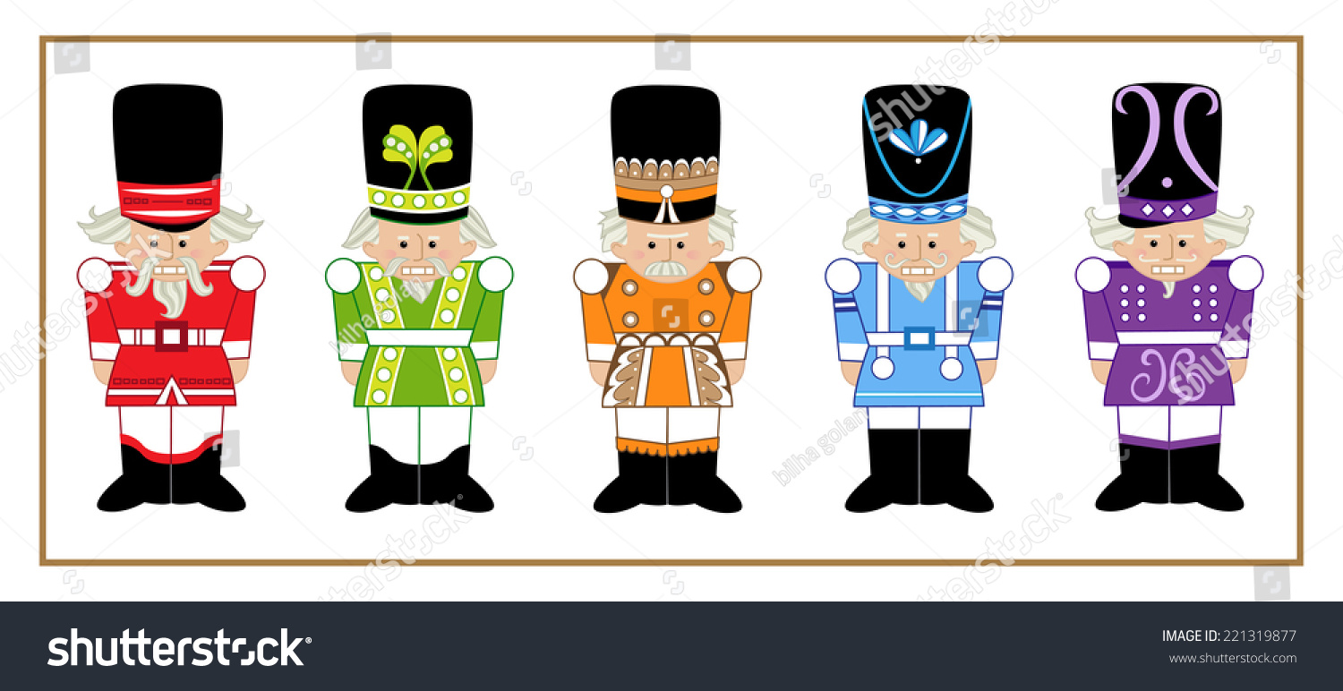Nutcrackers Set Of Five Cartoon Nutcrackers In Different Designs And