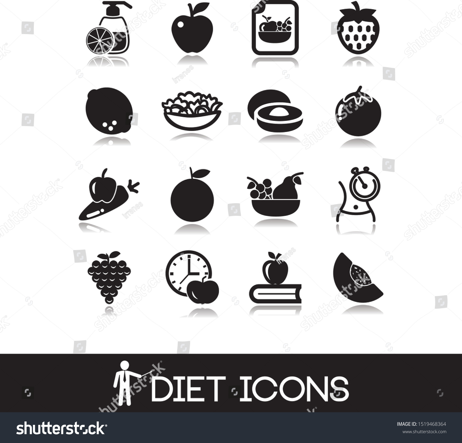 Nutrition Diet Icons Contain Symbols Healthy Stock Vector Royalty Free 1519468364 Shutterstock 2975