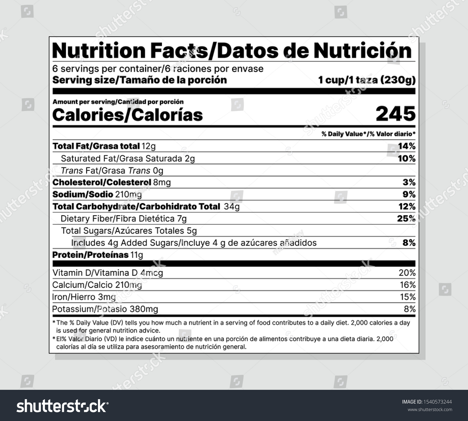 Nutrition Facts Label Vector Food Information Stock Vector (Royalty ...