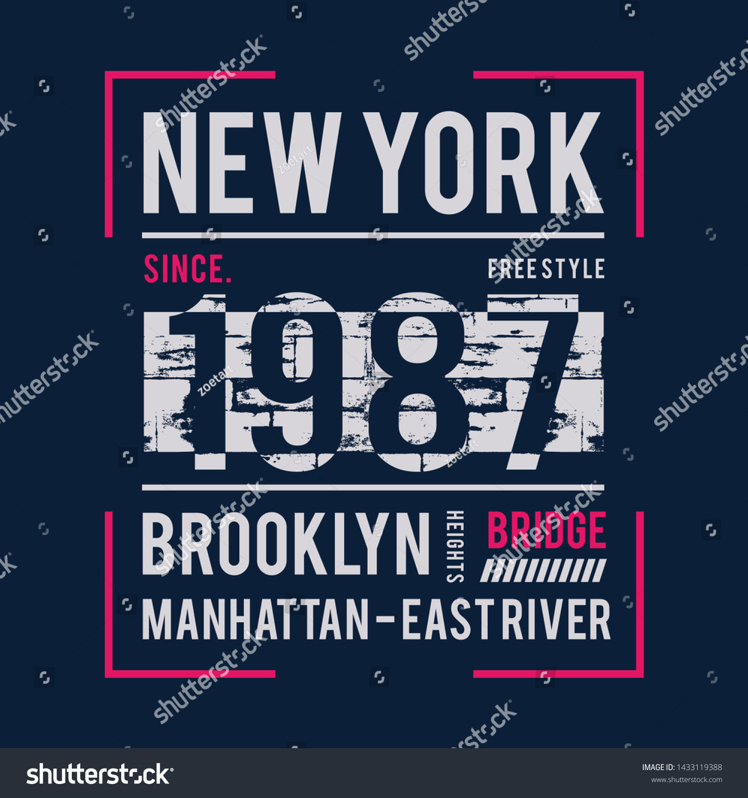 Ny Brooklyn Typography Graphic Design Print Stock Vector (Royalty Free ...