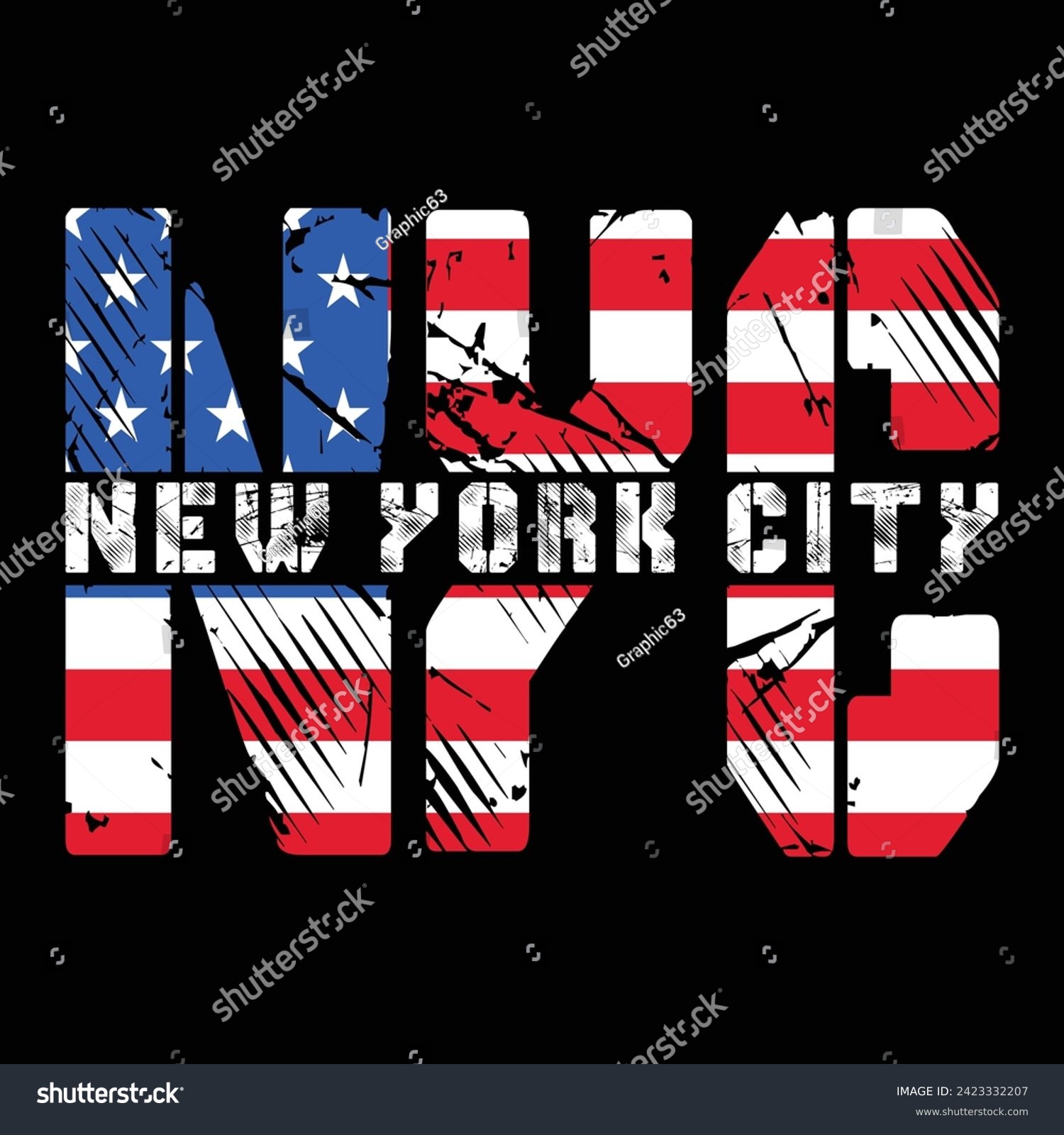 SVG of Nyc American Flag New York City Typography Quotes Motivational New Design Vector For T Shirt,Backround,Poster,Banner Print Illustration. svg
