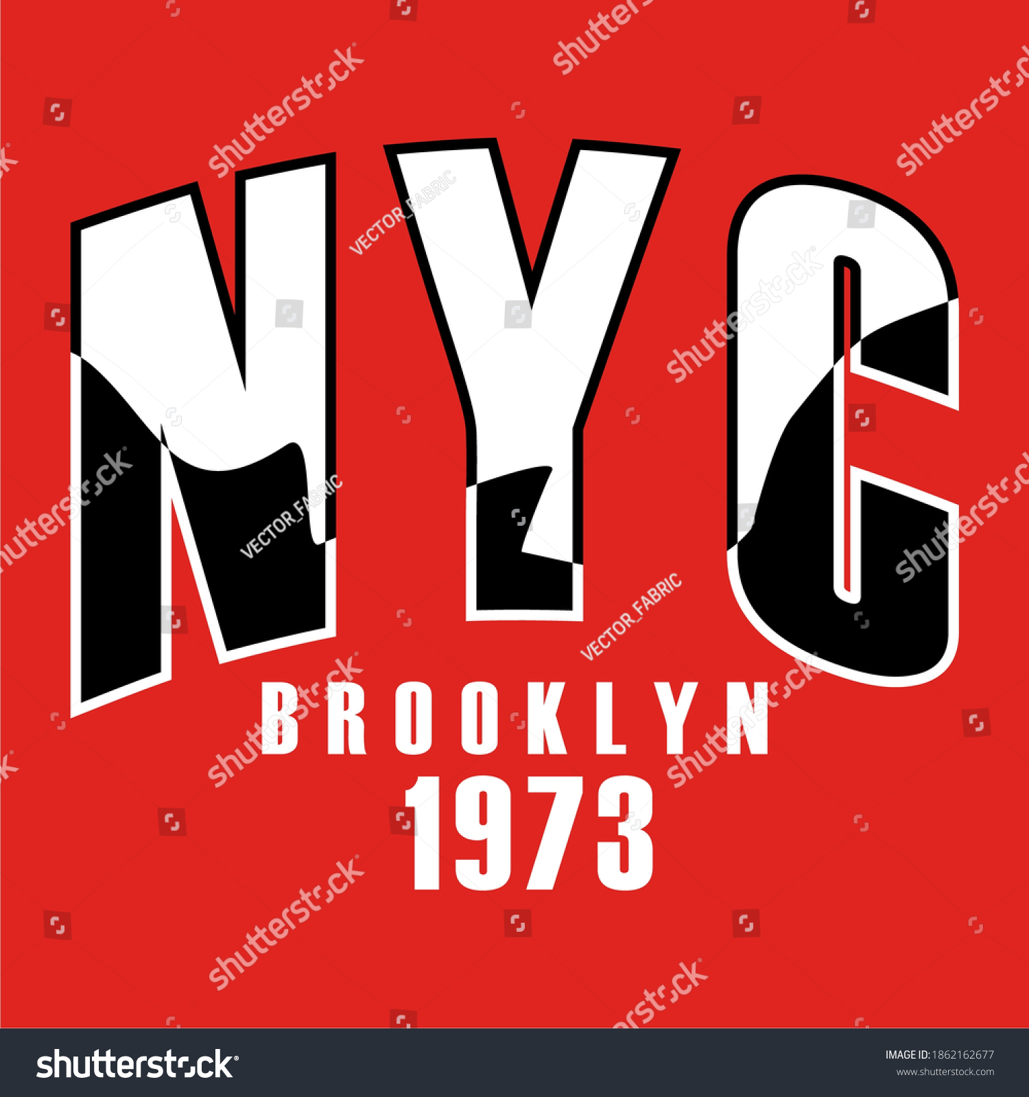 Nyc Brooklyn Word Twocolor Black White Stock Vector (Royalty Free ...