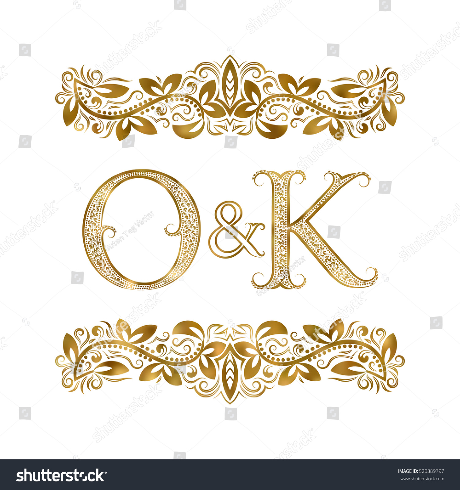 O K Vintage Initials Logo Symbol Stock Vector (Royalty Free) 520889797 ...