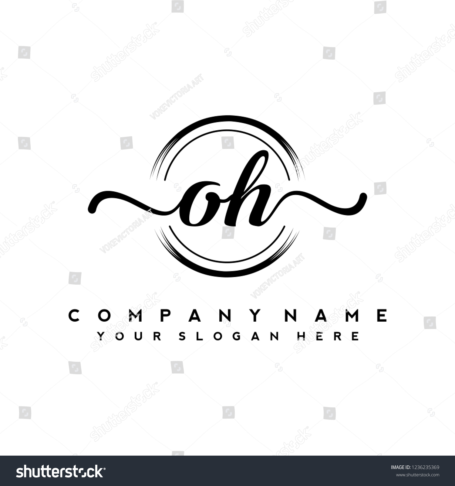 O H Initial Handwriting Logo Vector Stock Vector Royalty Free