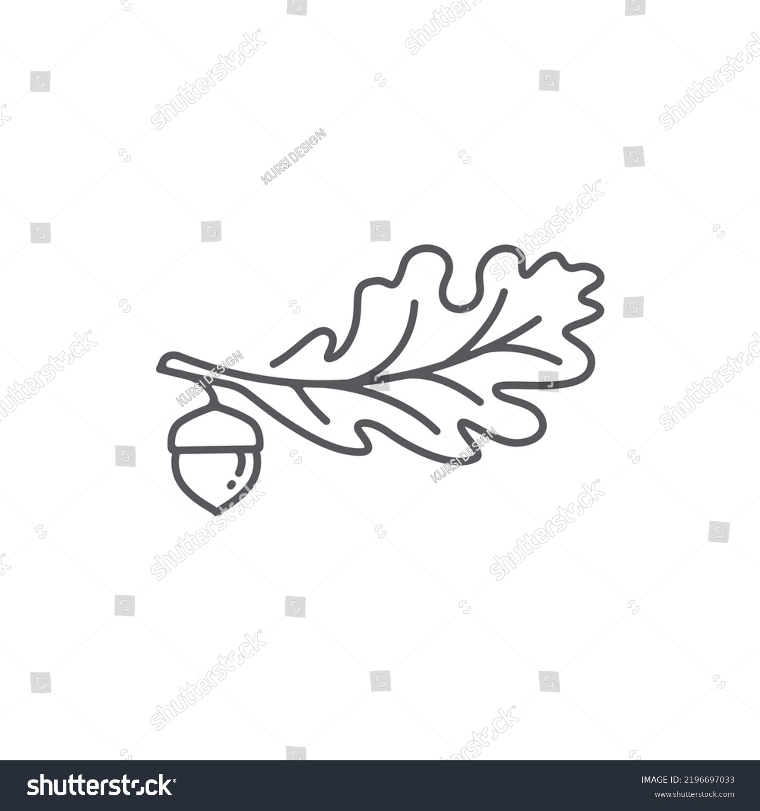 SVG of Oak leaf linear logo design template. Oak leaf with acorns graphic vector. Vector illustration svg