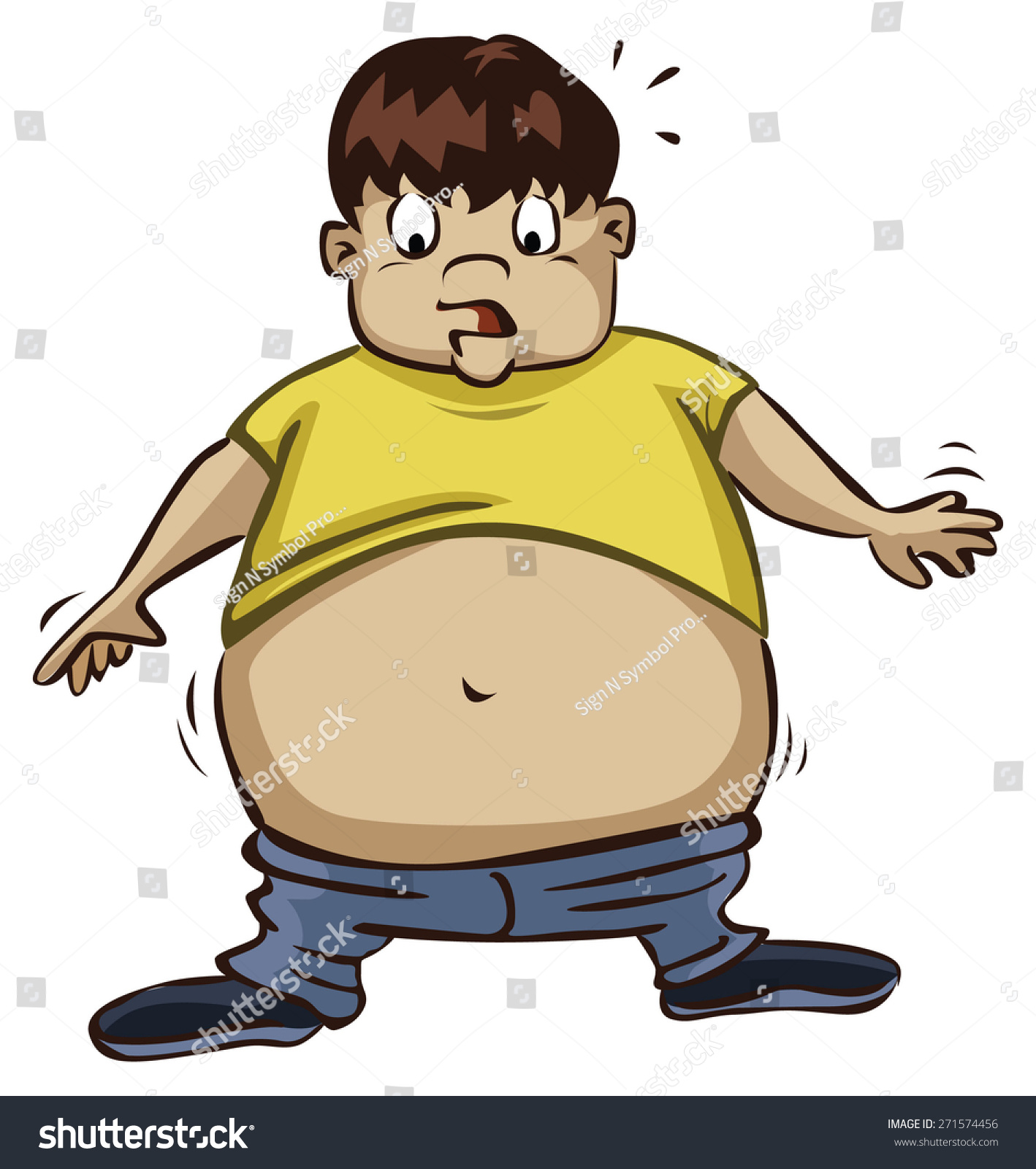 Obese Boy Using A Small T-Shirt Stock Vector Illustration 271574456 ...