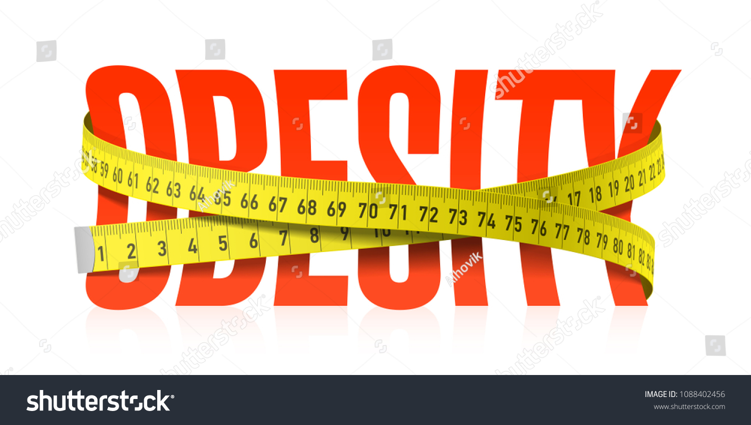 SVG of Obesity word with measuring tape, diet theme. Vector illustration svg