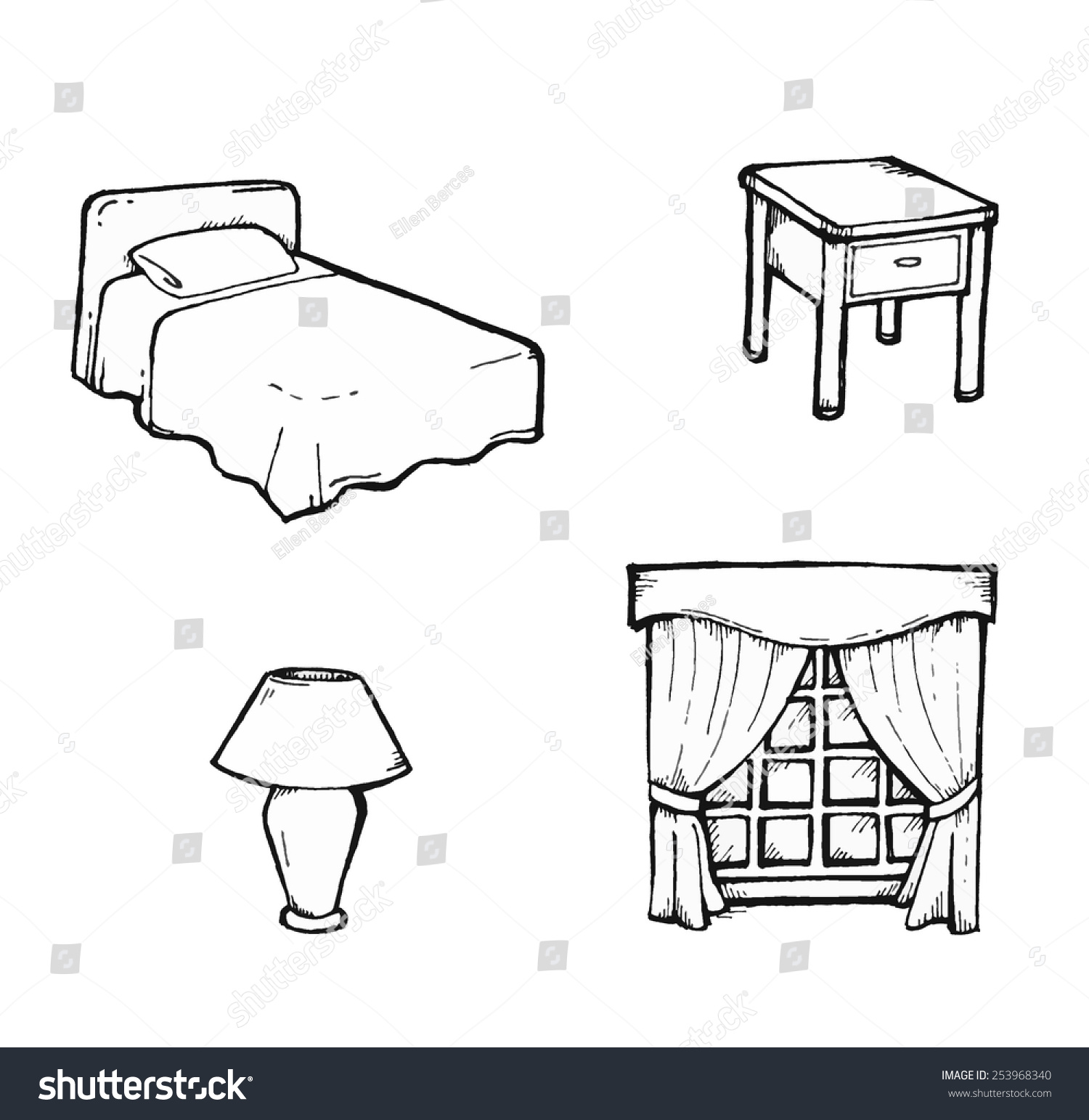 Objects Found Bedroom Stock Vector Royalty Free 253968340