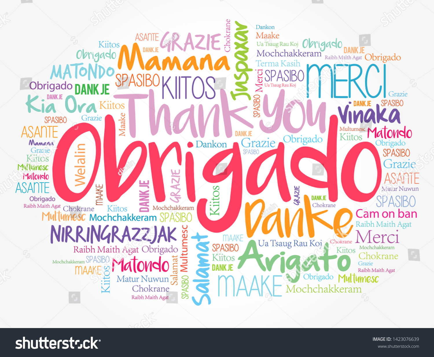 Obrigado Thank You Portuguese Word Cloud Stock Vector Royalty Free   Stock Vector Obrigado Thank You In Portuguese Word Cloud In Different Languages 1423076639 