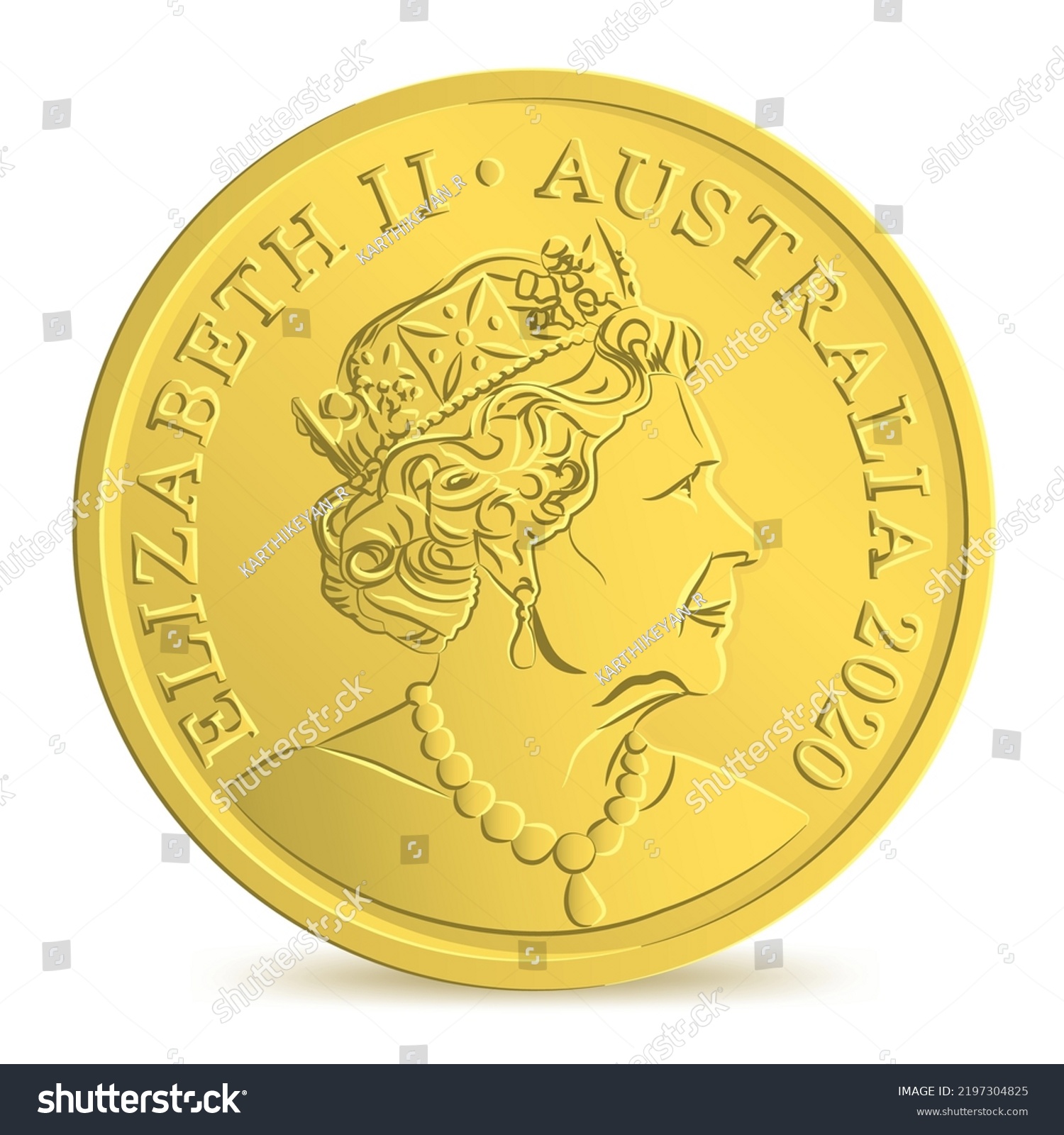 SVG of Obverse of Australian dollar coin isolated on white background in vector illustration svg