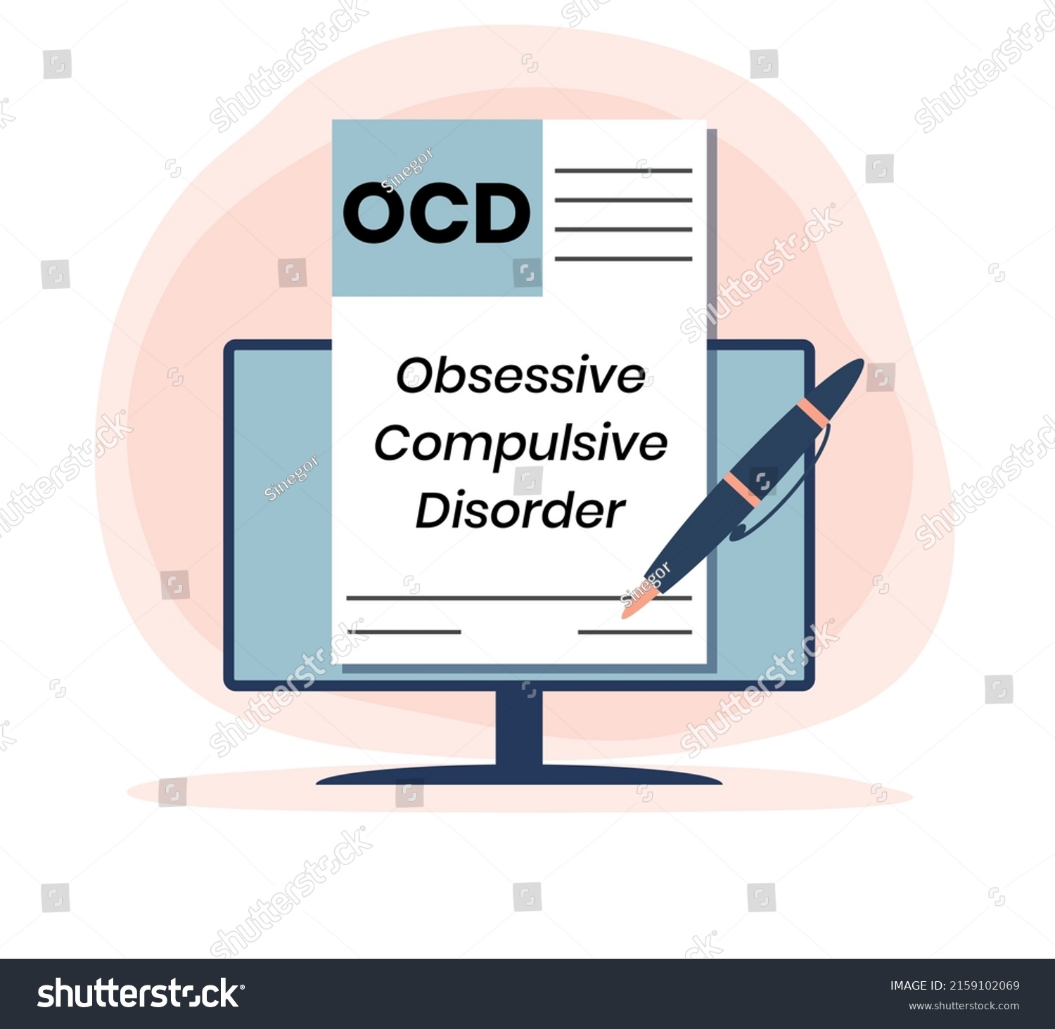 Ocd Obsessive Compulsive Disorder Acronym Medical Stock Vector (Royalty ...