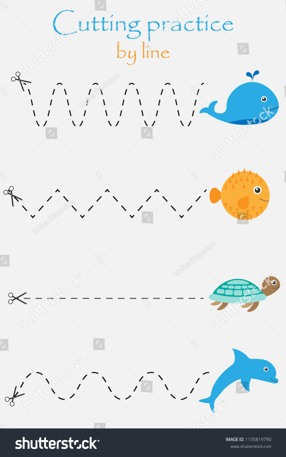 Ocean Animals Puffer Fish Turtle Wheel Stock Vector (Royalty Free ...