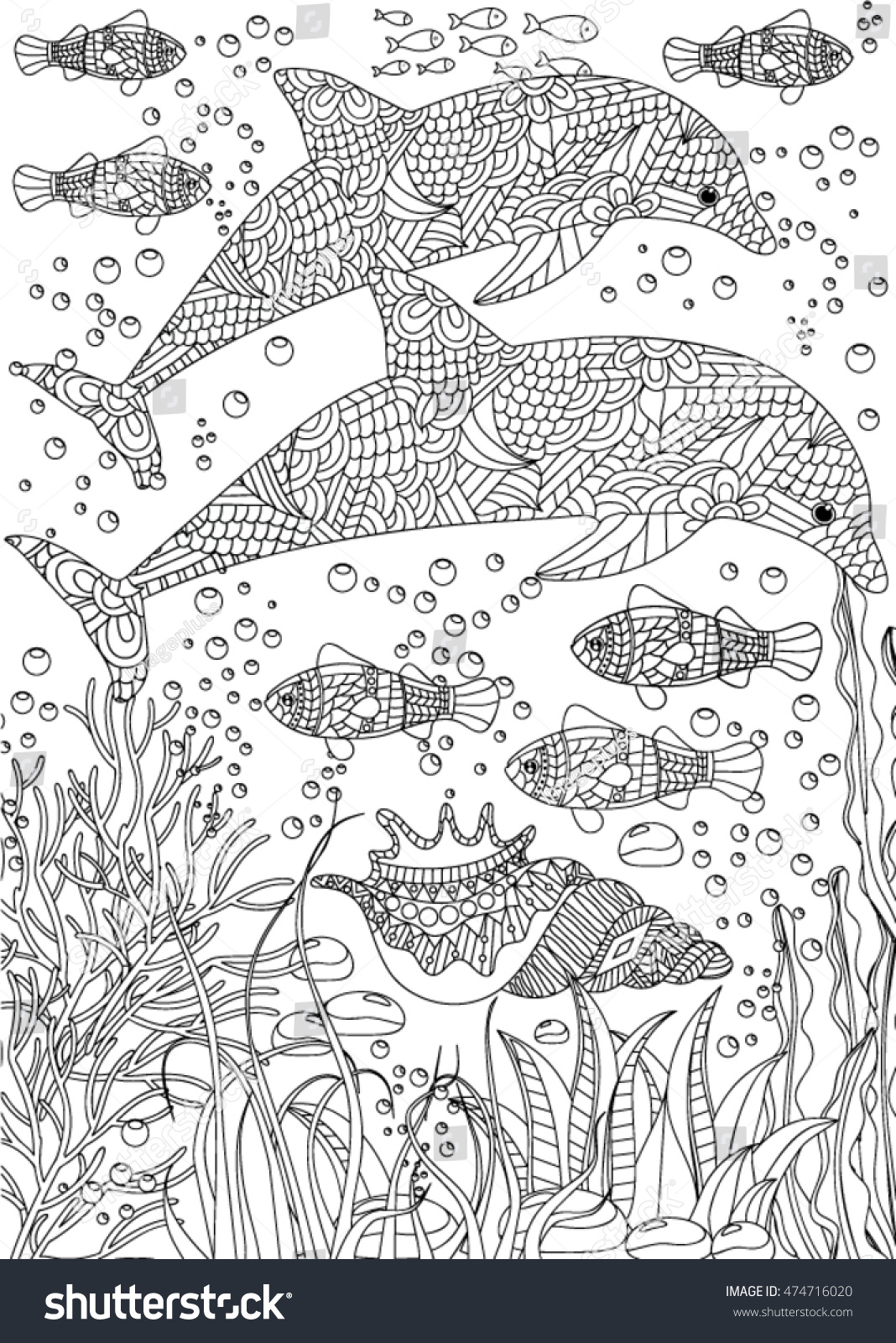 ocean coloring book page adults stock vector royalty free 1208880070