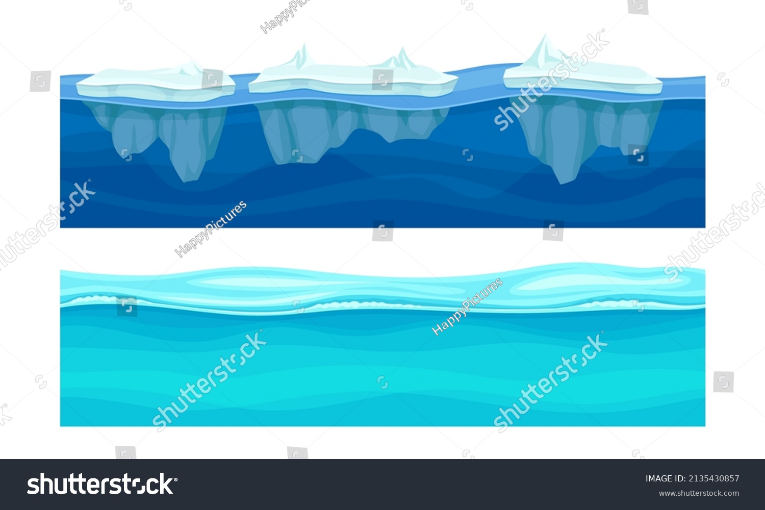 Ocean Sea Water Waves Set Blue Stock Vector (royalty Free) 2135430857 