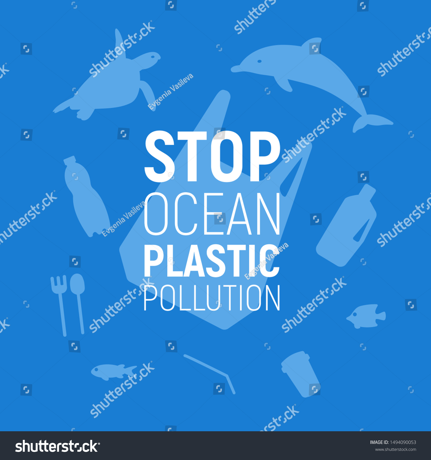 Ocean Plastic Pollution Underwater Background Plastic Stock Vector ...