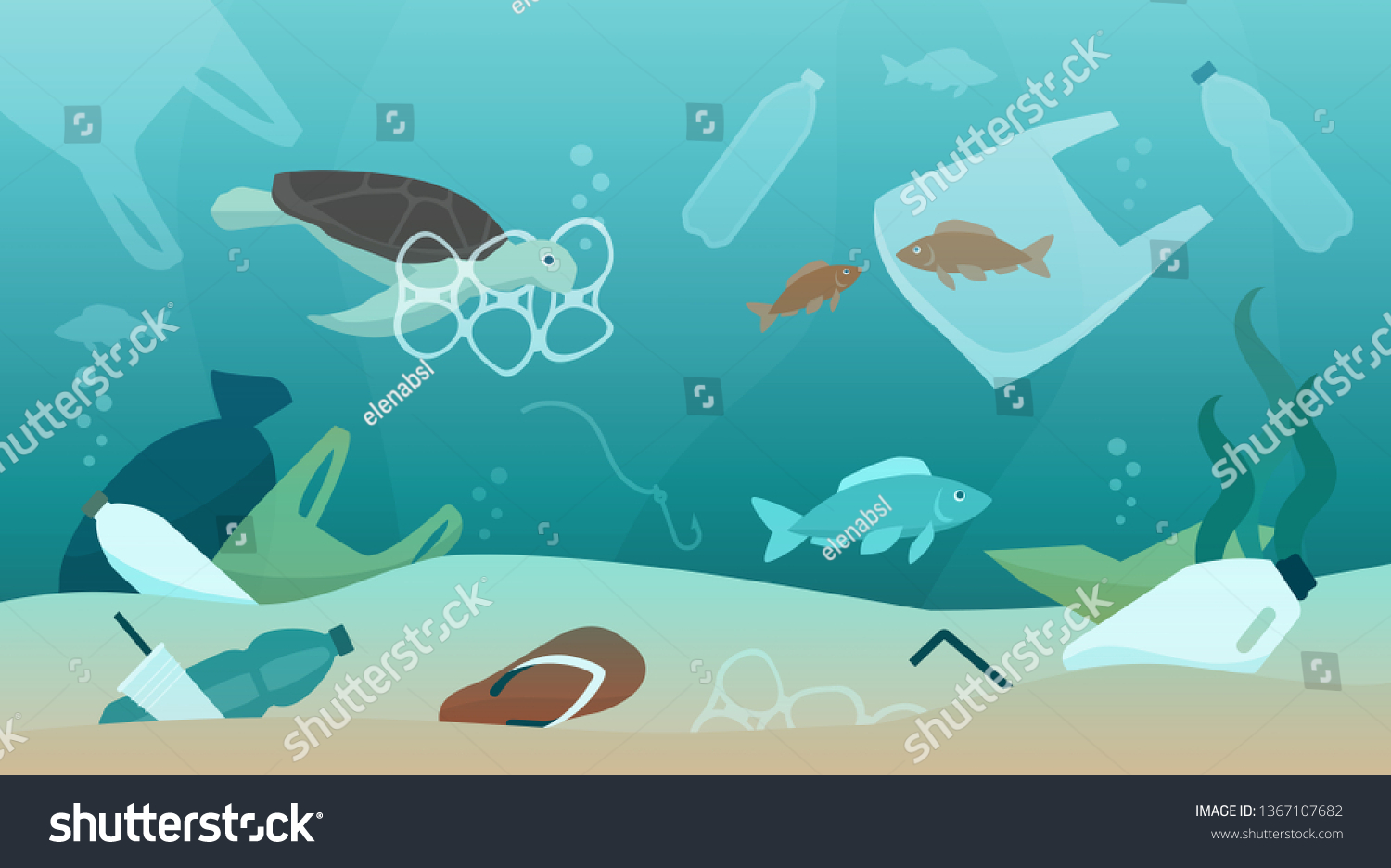 Ocean Pollution Impact On Ecosystem Wildlife Stock Vector (Royalty Free ...