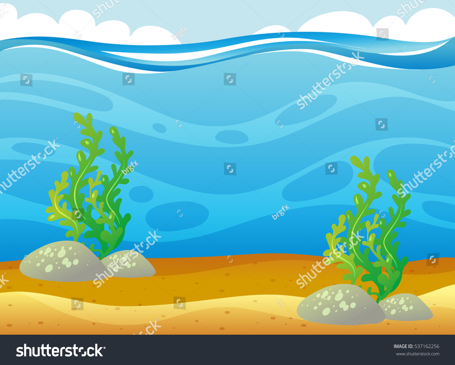 Ocean Scene Seaweed Underwater Illustration Stock Vector 537162256 ...