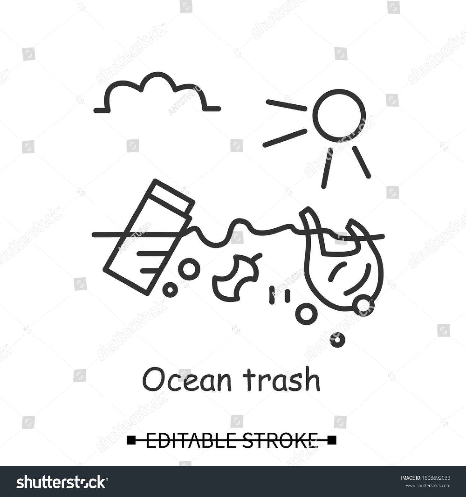 Ocean Trash Icon Plastic Waste Floating Stock Vector (Royalty Free ...