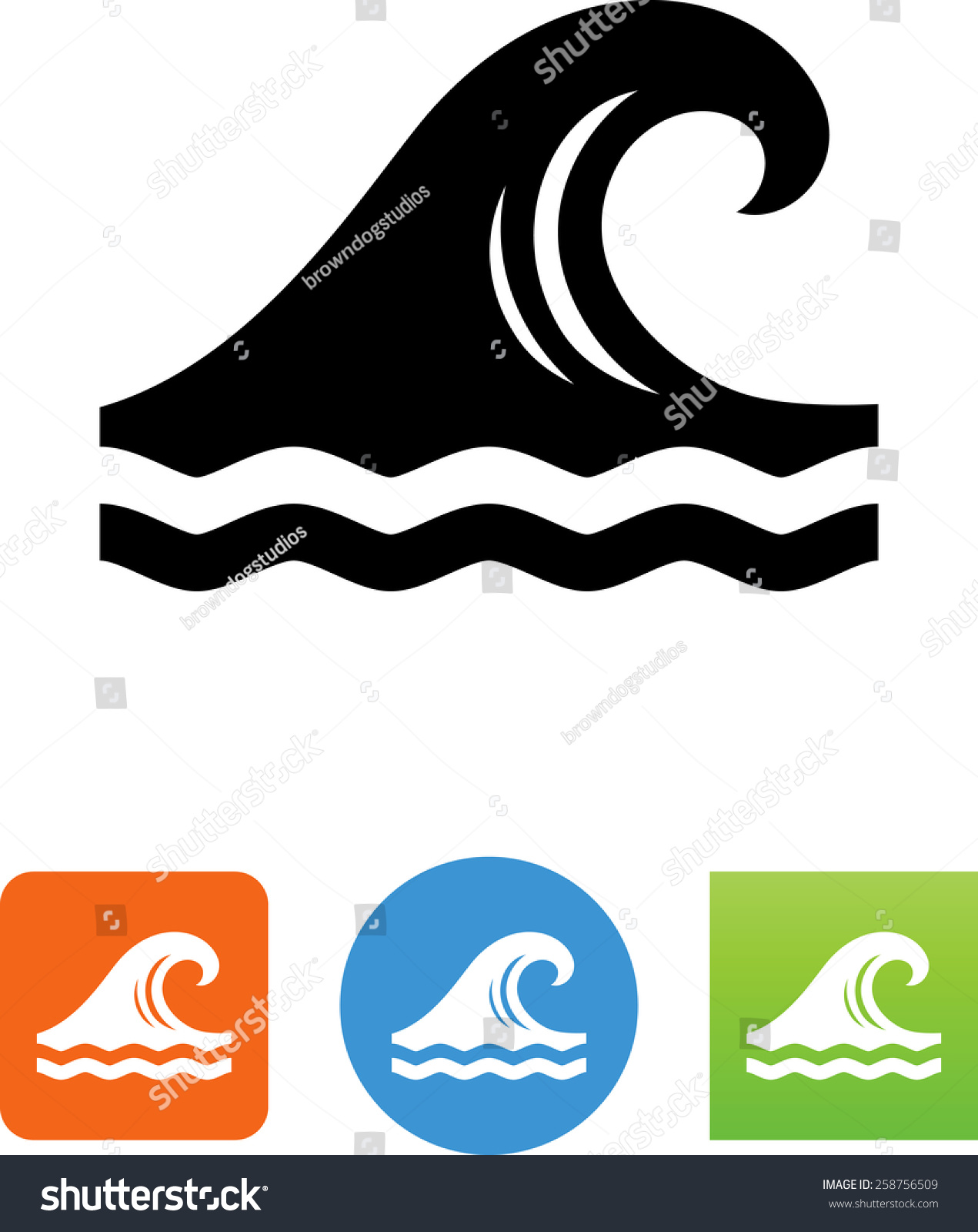 Ocean Wave Icon Stock Vector (Royalty Free) 258756509