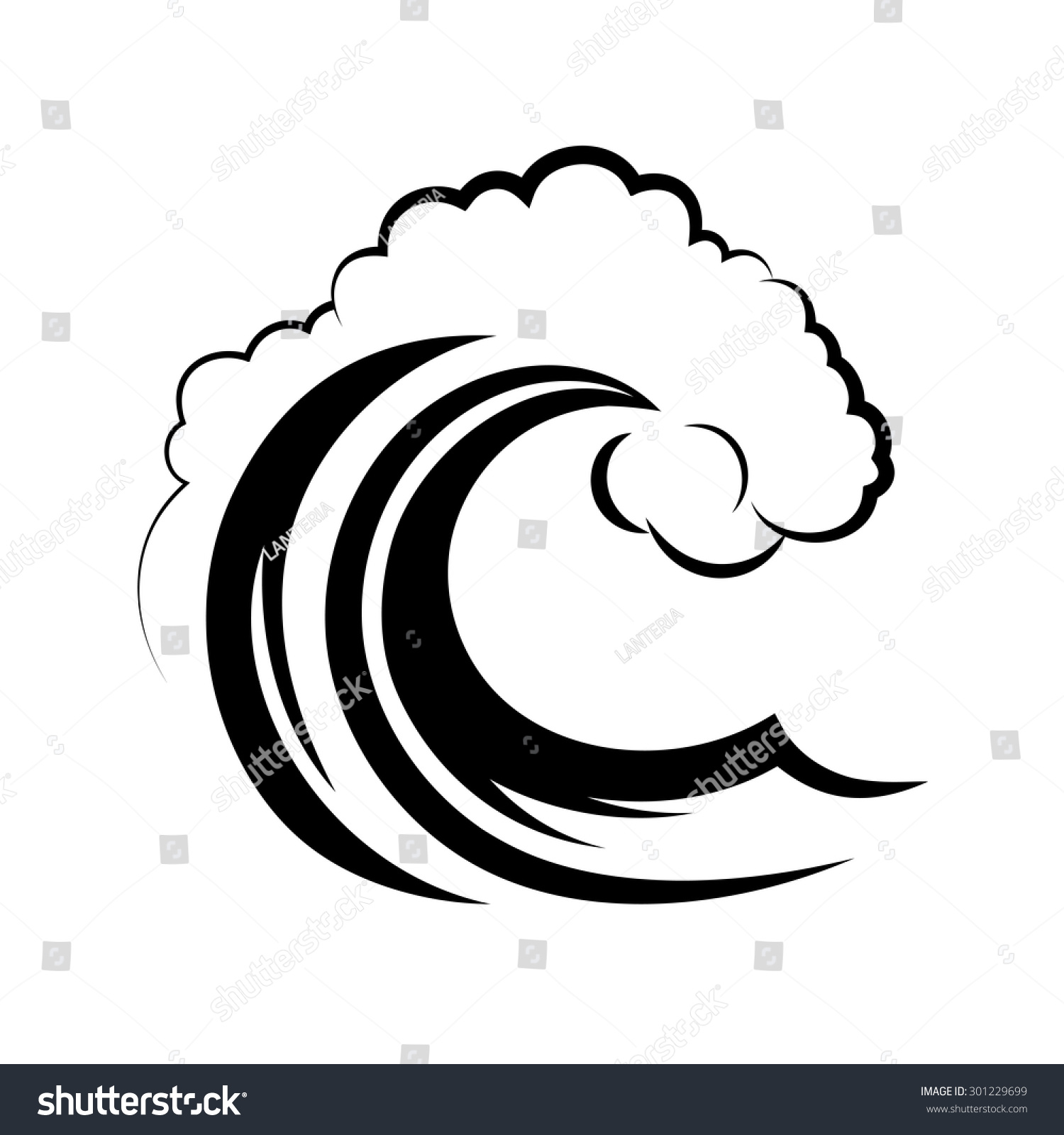 Ocean Wave On A White Background Stock Vector Illustration 301229699 ...