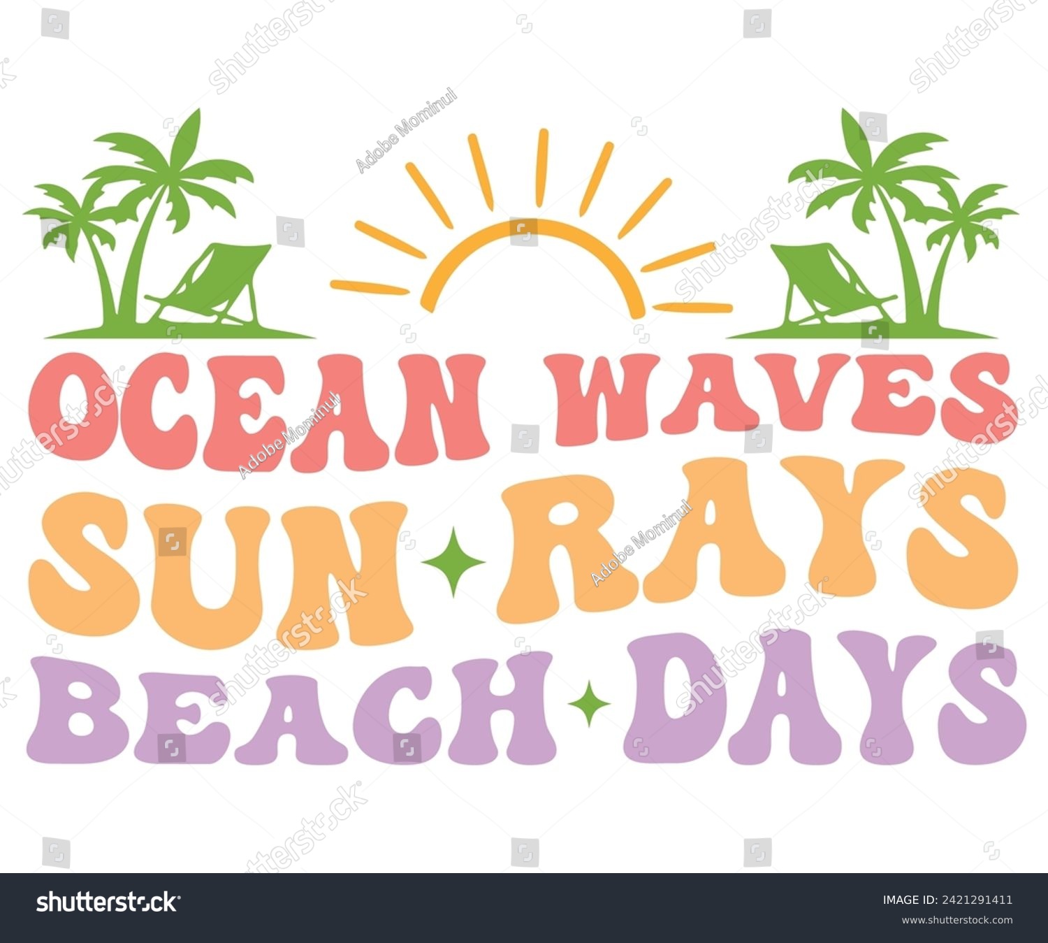 SVG of Ocean Waves Sun Rays Beach Days Svg,Summer Day Svg,Retro,Png,Summer T -shirt,Summer Quotes,Beach Svg,Summer Beach T shirt,Cut Files,Watermelon T-shirt,Funny Summer Svg,commercial Use svg