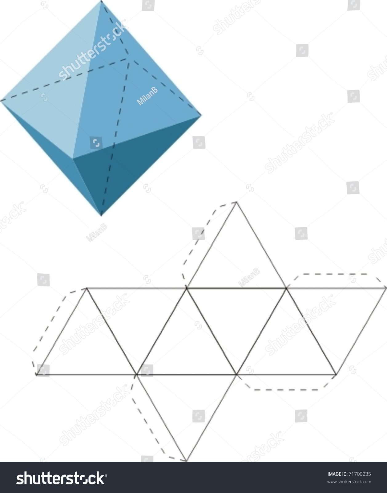 Octahedron Net Stock Vector 71700235 - Shutterstock