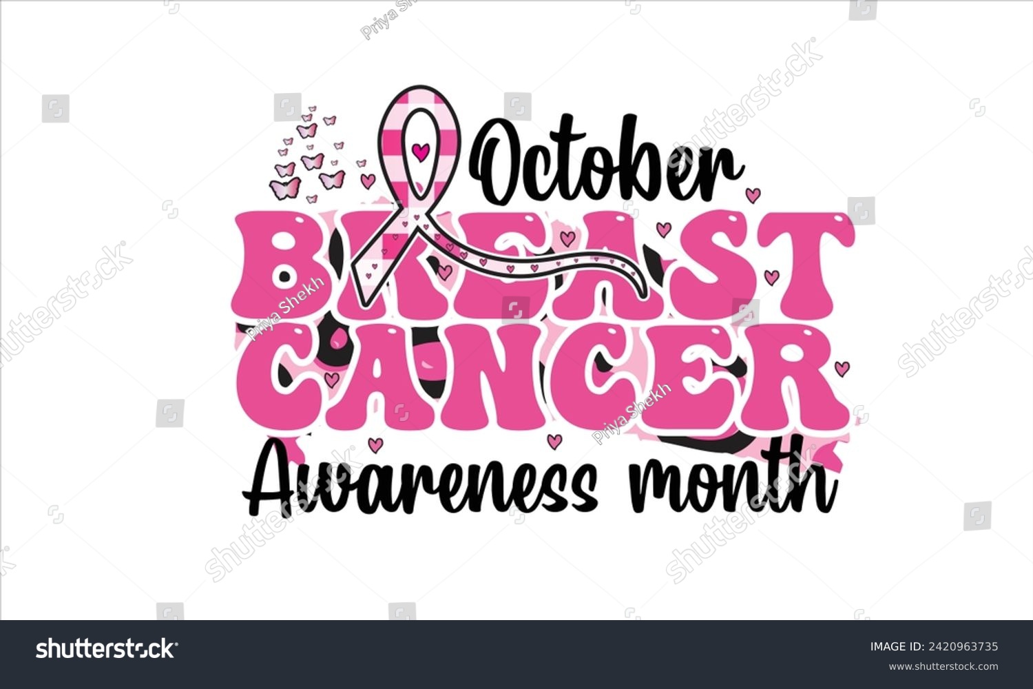 SVG of October Breast Cancer Awareness month   Sublimation Design svg