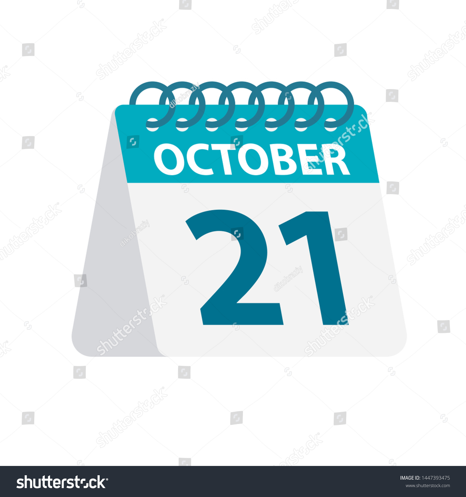 October 21 Calendar Icon Vector Illustration Stock Vector Royalty Free