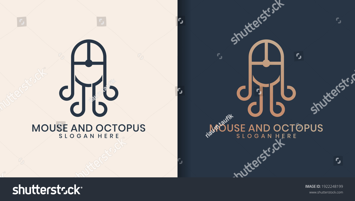 Octopus Mouse Logo Design Template Elements Stock Vector (Royalty Free ...