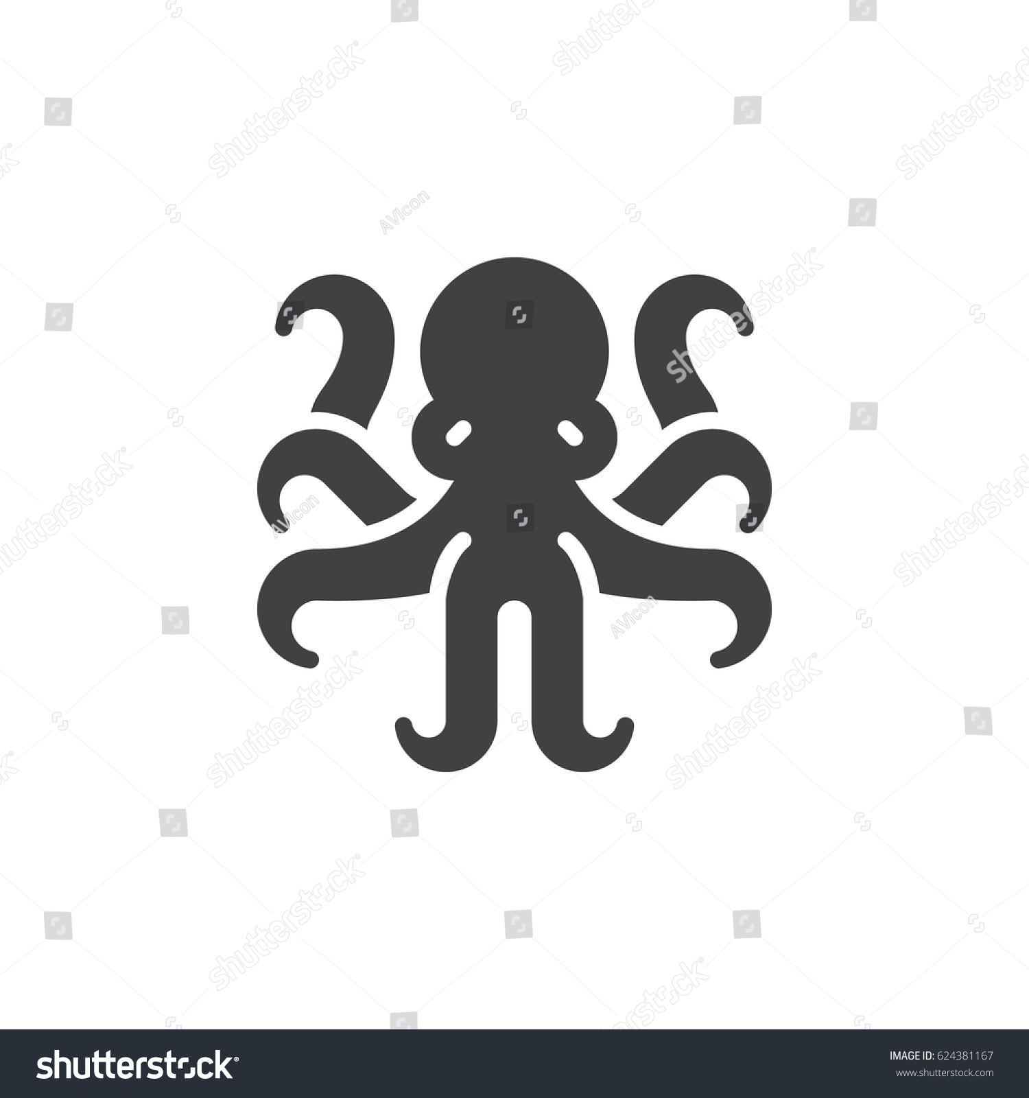 Octopus Mollusk Icon Vector Filled Flat Stock Vector 624381167 ...