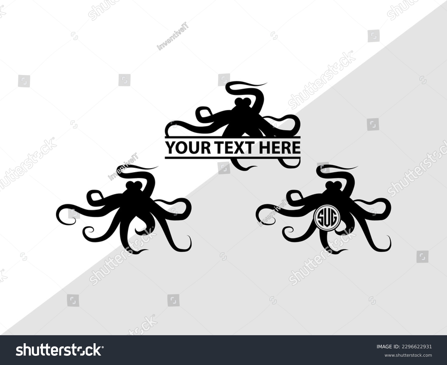 SVG of Octopus Monogram Vector Illustration Silhouette svg