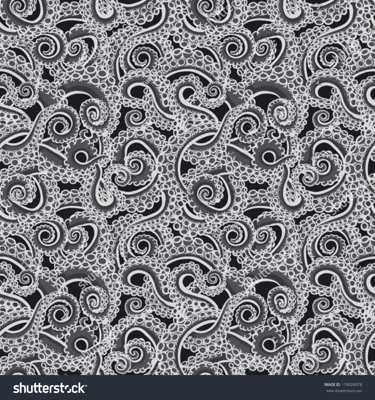 Octopus Tentacles Seamless Pattern Hand Drawn Stock Vector (Royalty ...