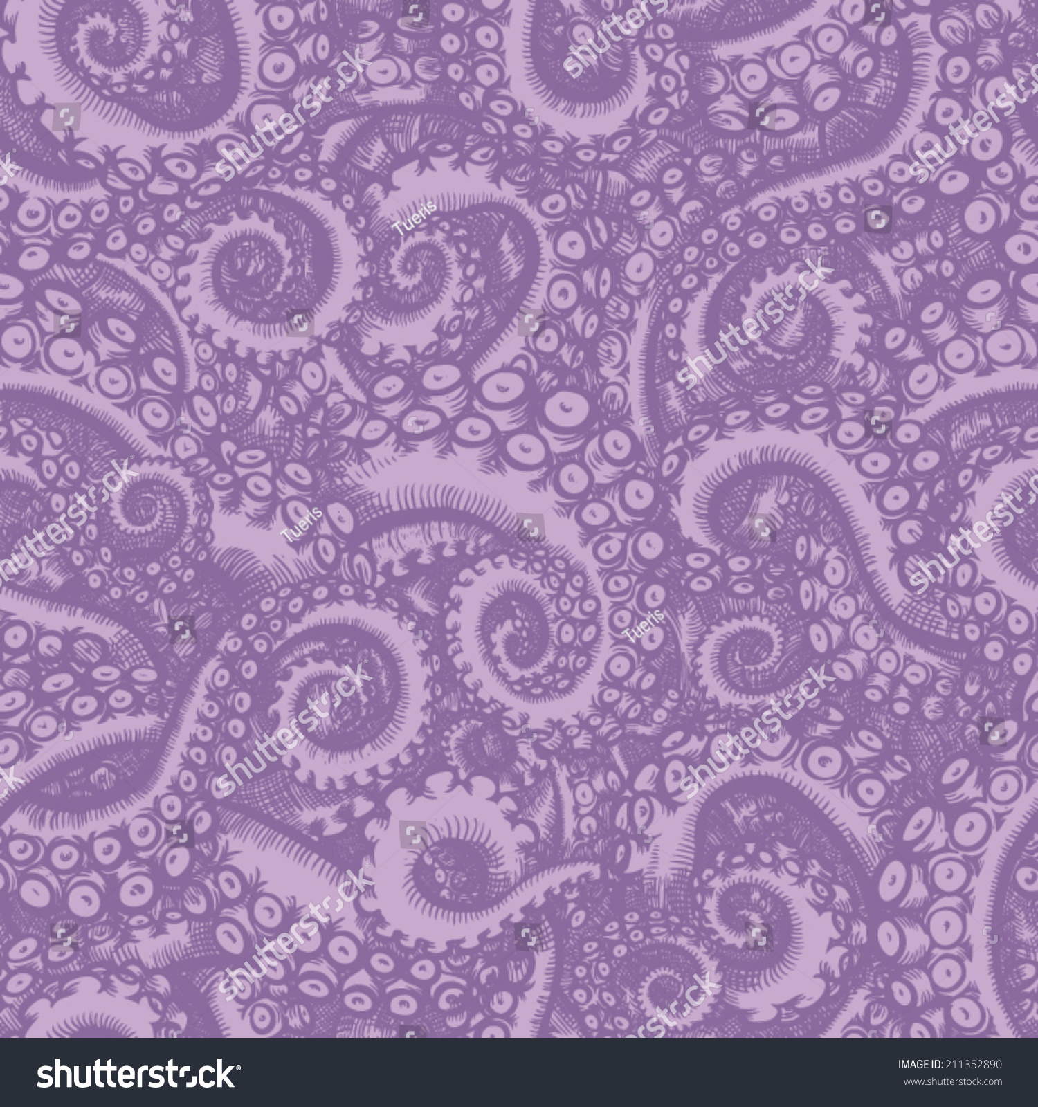 Octopus Tentacles Seamless Pattern Hand Drawn Stock Vector (Royalty