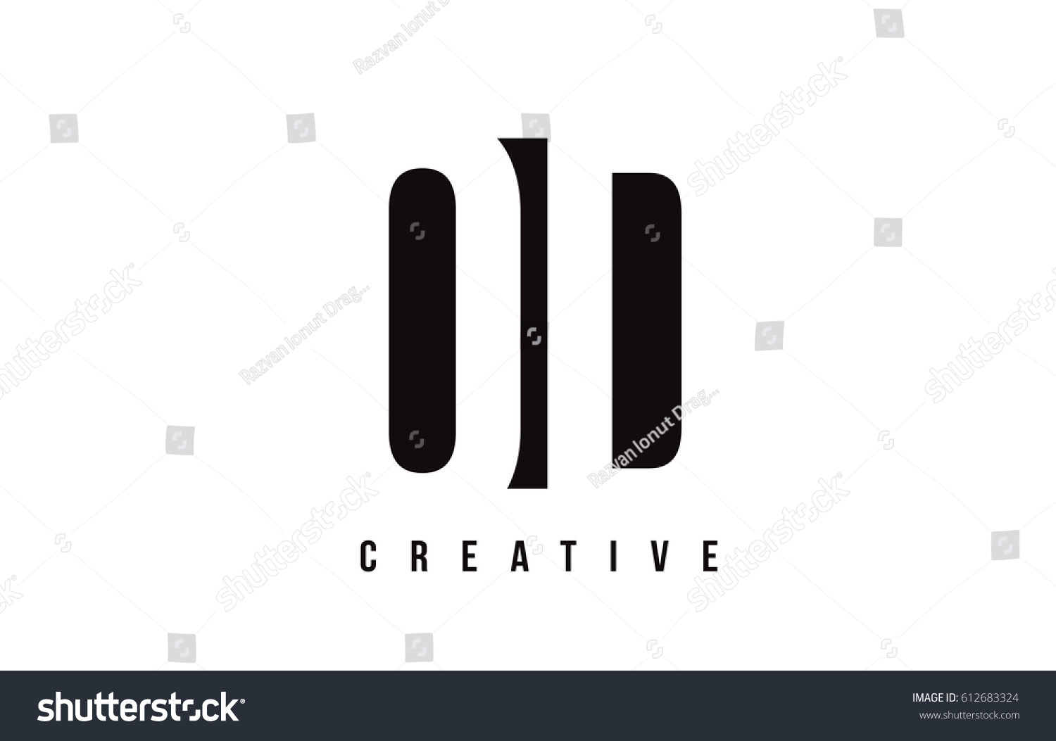 Od O D White Letter Logo Stock Vector Royalty Free