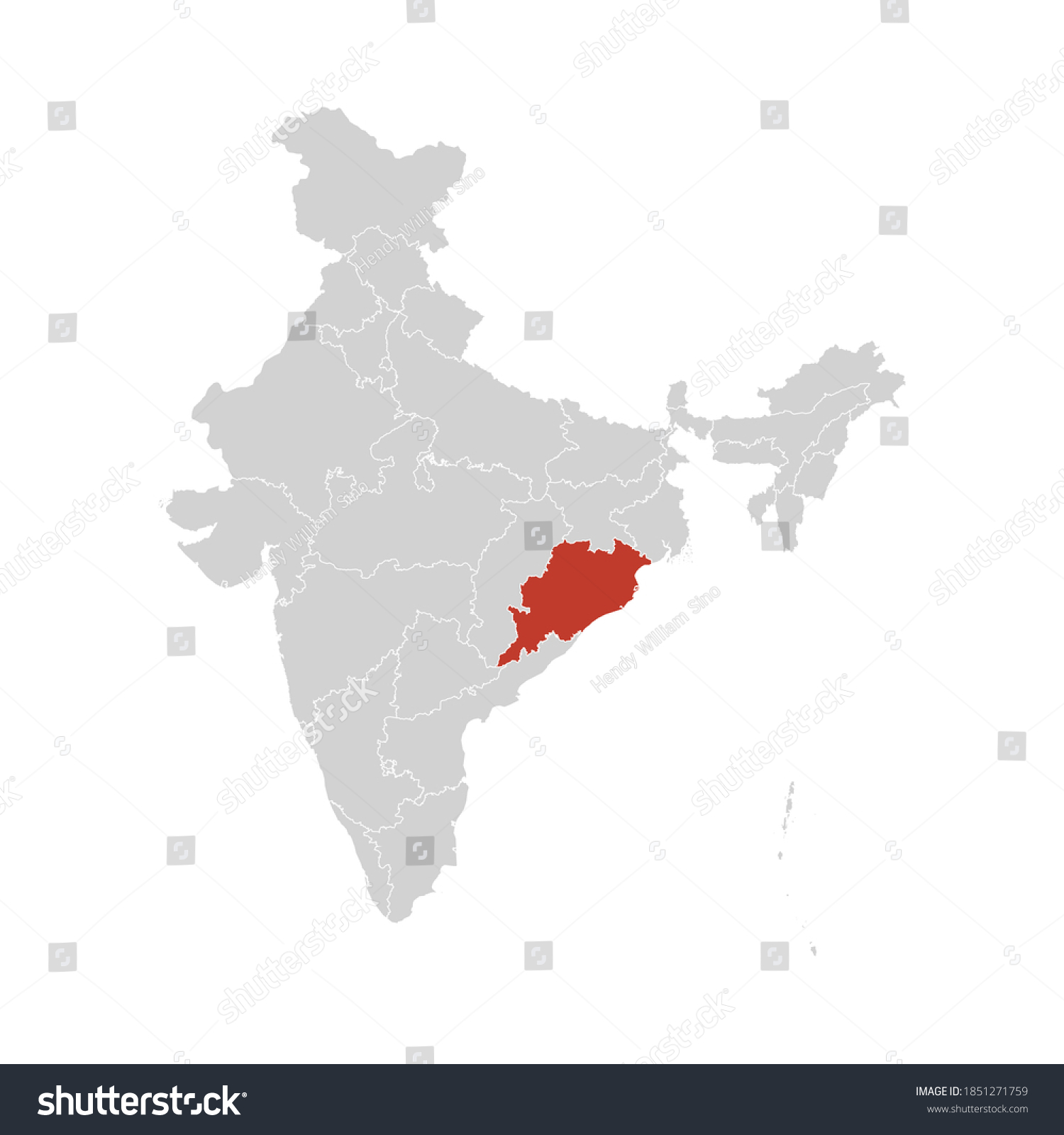 Odisha Highlighted On India Map Eps Stock Vector (Royalty Free ...