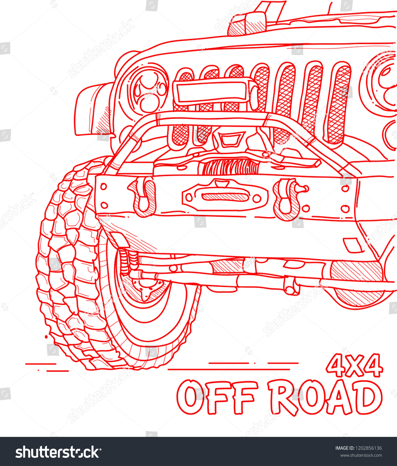 SVG of Off road car line art illustration . eps 10 svg