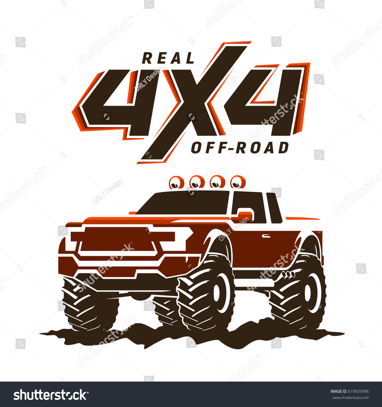 Offroad Monster Truck Pickup 4x4 Logo Stock Vector 619925996
