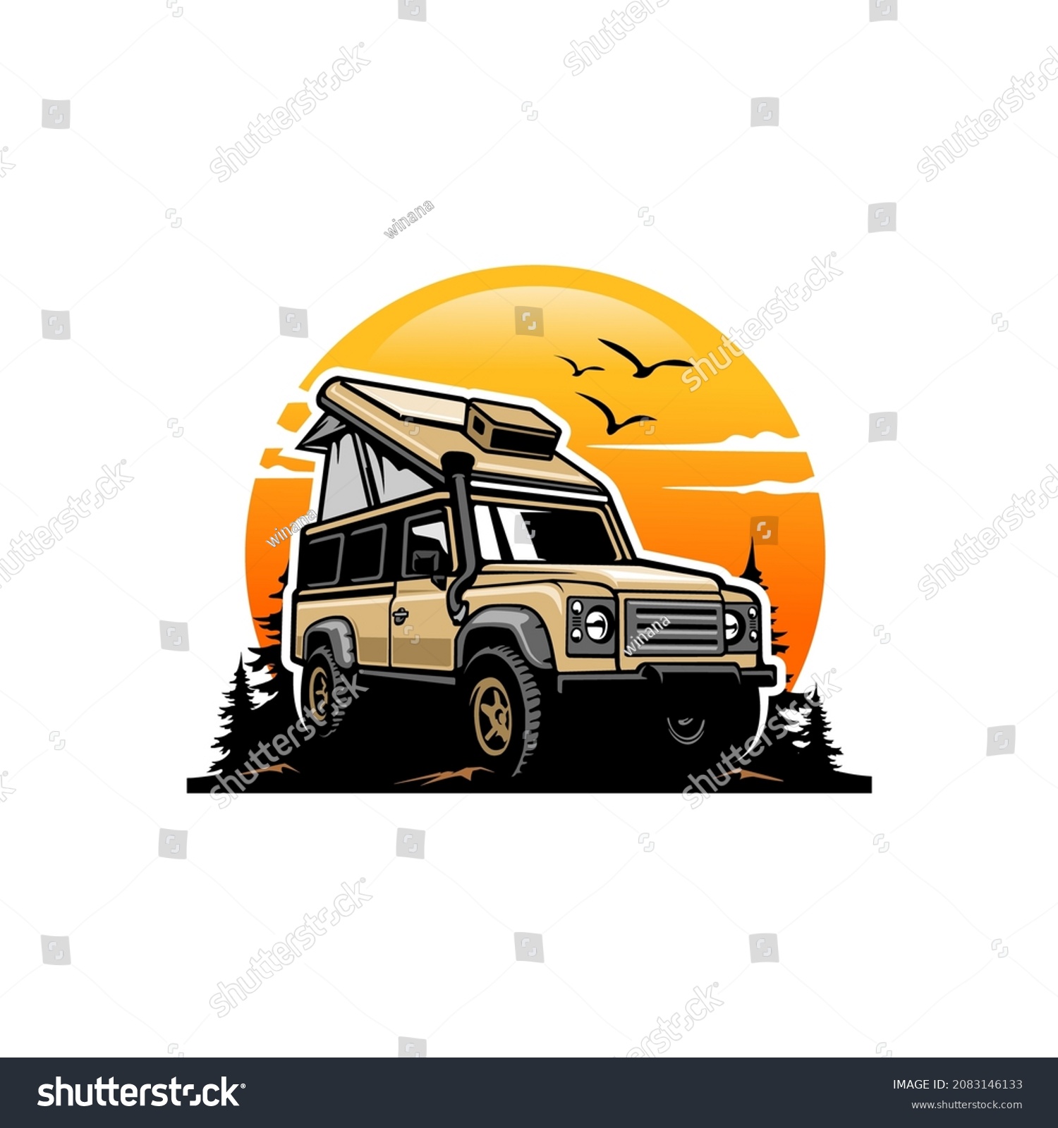 SVG of Off road SUV car with roof - pop up tent illustration logo vector svg
