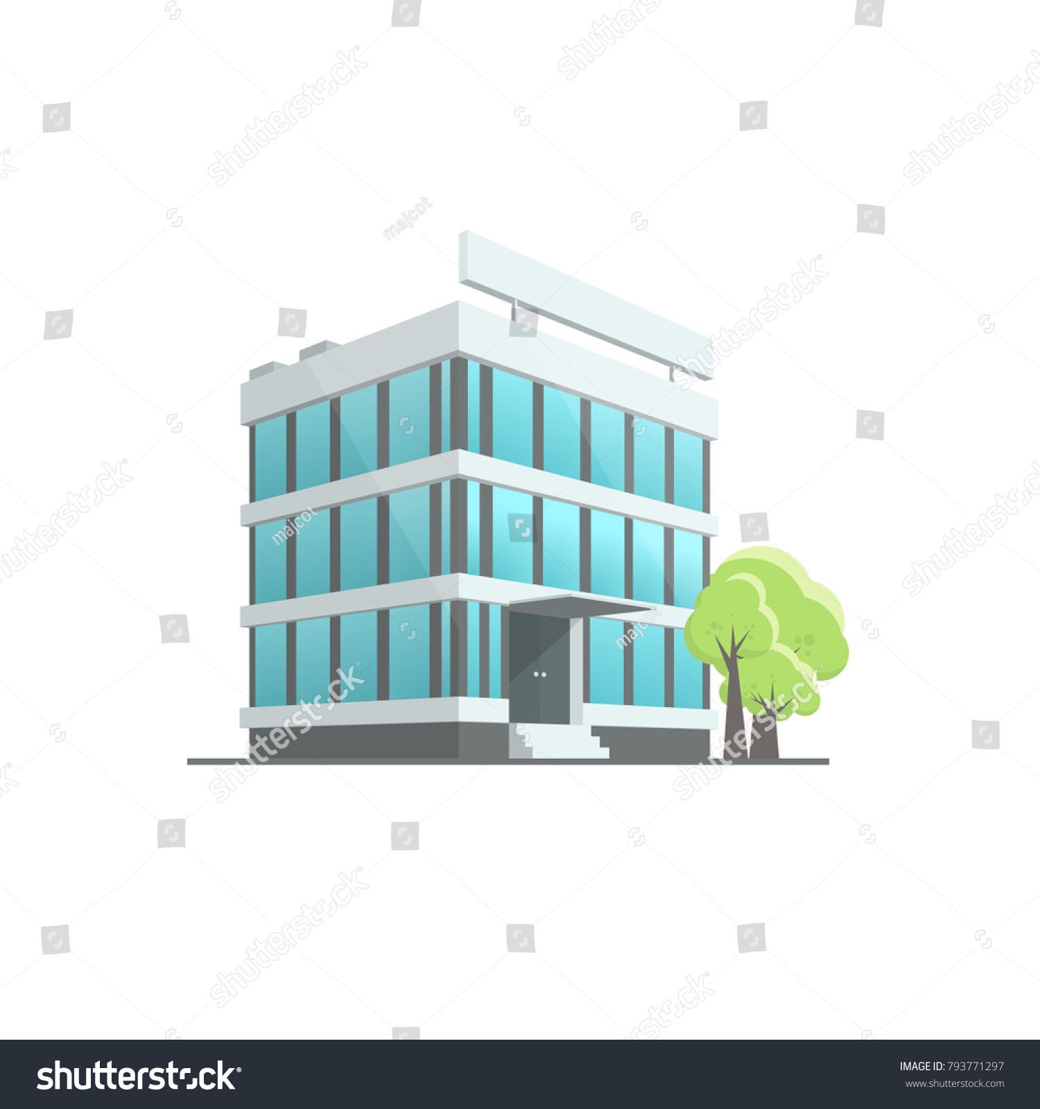 Office Building Cartoon Style Illustration Isolated Stock Vector ...