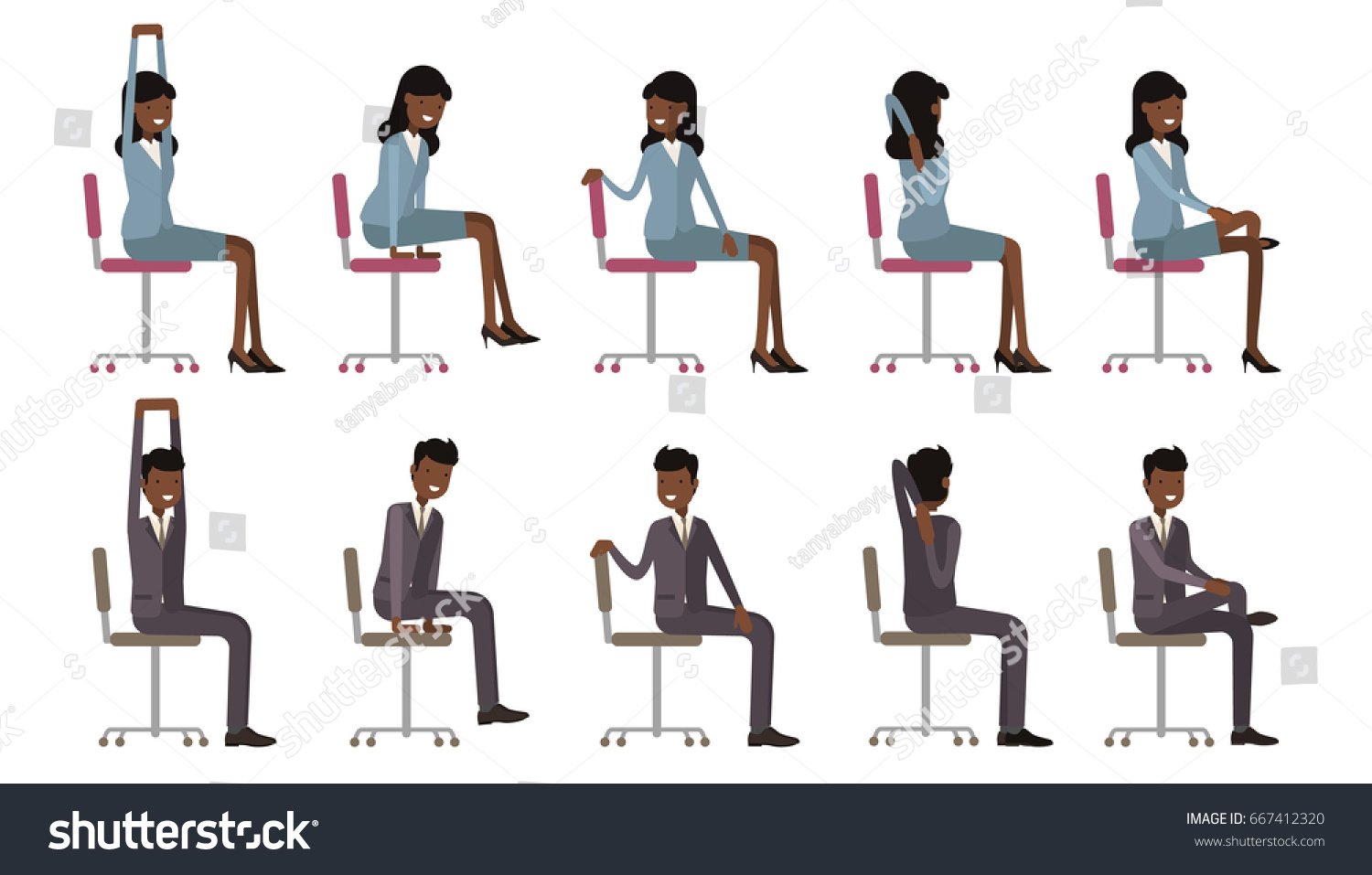 Office Chair Yoga Corporate Workout Vector Stock Vector Royalty